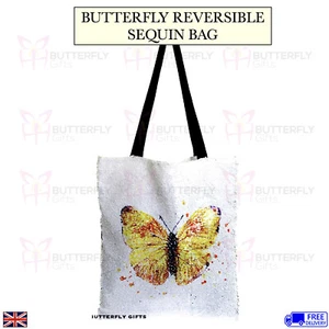 Butterfly Sequin Shopper Bag Reversible Sequins Shopper Tote Beach Travel Bag - Picture 1 of 2