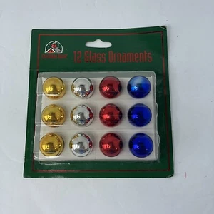 NEW NOS Vintage Box Lot 12 25mm Glass Christmas Tree Ornaments - Picture 1 of 2