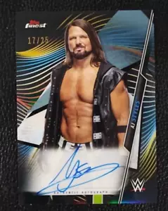 2020 WWE Topps Finest AJ STYLES Black 17/25 On Card Refractor Auto #A-AJ MINT - Picture 1 of 5