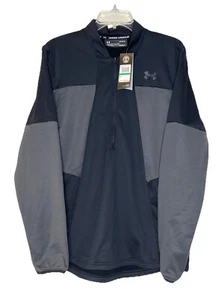Under Armour Cold Gear 1/2 Zip Pullover Sz L 1359146 001 Black/Gray - Foto 1 di 4