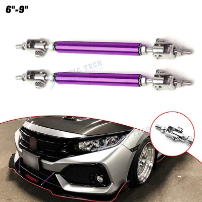 Purple Alloy 6''-9'' Front Bumper Lip Splitter Strut Rod Tie Bar For Honda Civic - Image 1 of 4