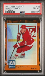 1997-98 Donruss Elite Status SERGEI FEDOROV #96 Rare Die Cut SP /100 PSA 8 Pop 1 - Picture 1 of 2