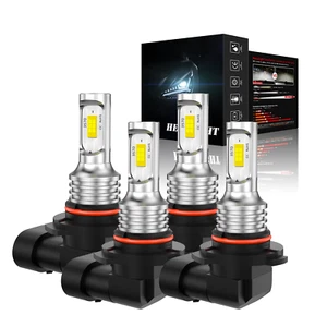 LED Headlight Bulbs 9005 9006 Combo Set Cool White Light Plug Play 6000K 4PCS - Picture 1 of 12