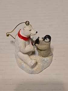 Vintage Coca Cola Penguin Coke Bottleb and Polar Bear Christmas Ornament In Box - Picture 1 of 10