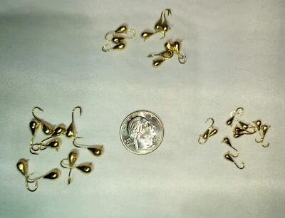 30 pcs Tungsten Gold Plated Teardrop Ice Fishing Jigs 3mm 4mm 5mm - Image 1 of 2