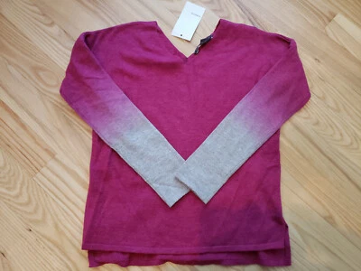 VINCE Girl's Ombre Sleeves Fuchsia V-Neck Cotton Sweater Top Size 6 BNWT - Image 1 of 4
