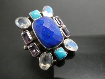 Anillo Nicky Butler Lapislázuli Turquesa Piedra Lunar Amatista Esterlina 925 Talla 6 Foto 1 de 4