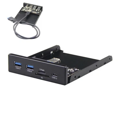 Front Panel Hub 20 Pin auf USB Typ-C USB 3.0 Micro SD/TF für 3,5" Open Bay Space - Bild 1 von 4