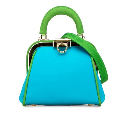 Bolsa de mão Dior bolsa de ombro 2 vias azul verde lona acetinada - Imagem 1 de 4