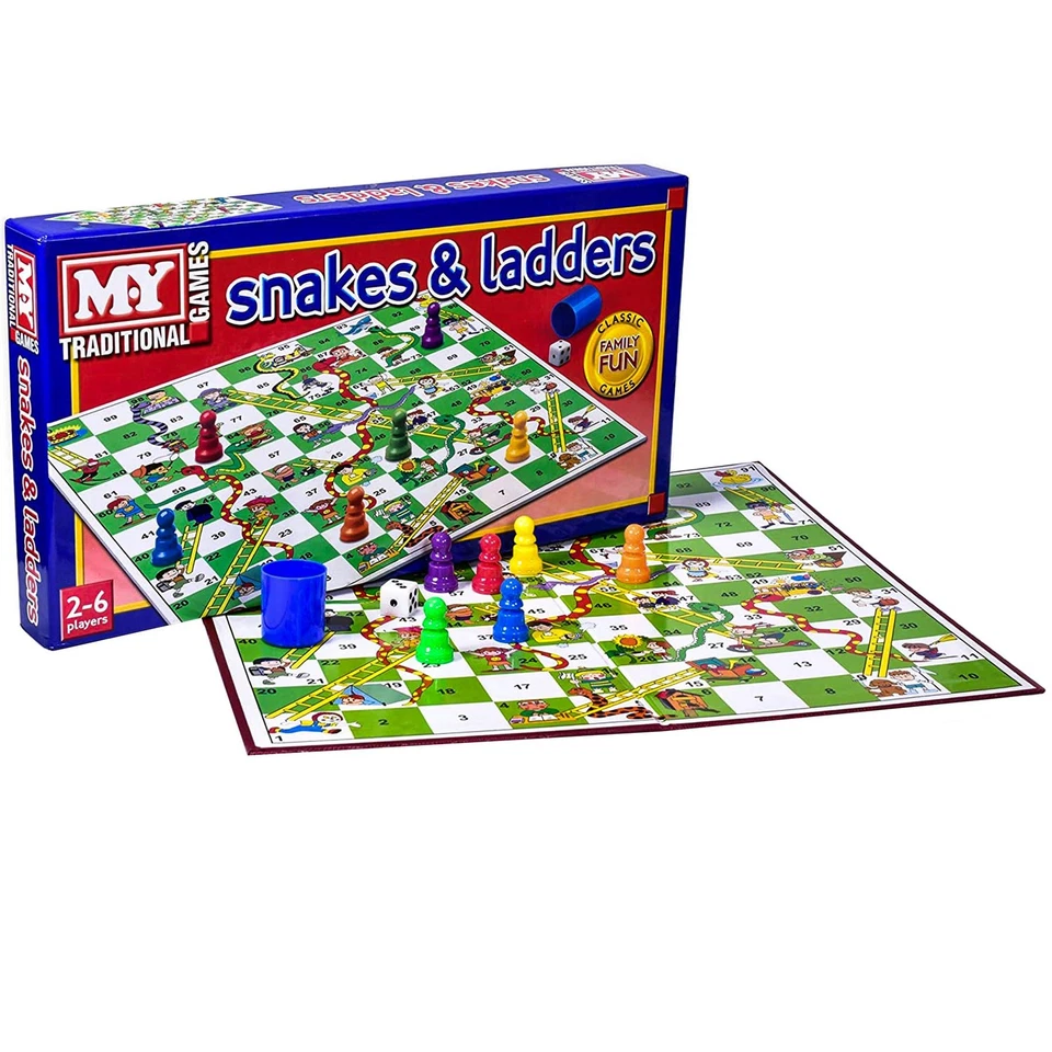 Snakes and Ladders Kids Board Game Family Play Set Traditional Children Games - Image 1 of 4