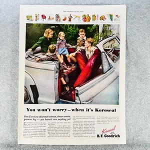 B F Goodrich Koroseal Plastic Vintage Print Ad 1946 Family Convertible Car - Picture 1 of 1