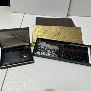 1 MEEKER Portafoglio Vintage Alligatore Card Bifold & 1Anson 12Kt GF Wallet Fatto a Mano - Foto 1 di 21