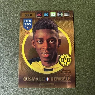 2016-17 Panini Adrenalyn XL FIFA 365 Ousmane DEMBELE #32 ROOKIE RC Gold foil  - Image 1 of 3