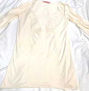 Velvet Graham Spencer Small white Lace V Neck long sleeve boho pullover top - Picture 1 of 9