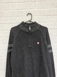 Animal XL 100% Lambs Wool Grey Long Sleeve Knitted 1/4 Zip - Picture 1 of 15