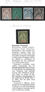 Senegal et Dependances 1892 Genuine Stamps X 4 with Fournier 1F Forgery + Info - Picture 1 of 1