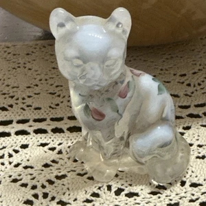 Vtg Fenton opalescent hand painted cat signed - Picture 1 of 4