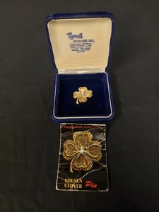 14K GELBGOLD & DIAMANT 4 BLATT KLEE ANSTECKNADEL (25466-1) - Bild 1 von 10