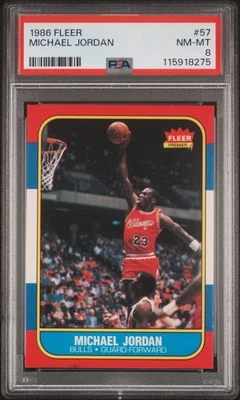 1986 Fleer #57 Michael Jordan RC Rookie Card PSA 8 NM-MT - Image 1 of 4
