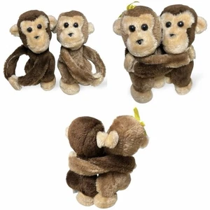 De Colección Dakin Hugging Monkeys Peluche 1978 Marrón 7 pulgadas Brazos de Gancho y Lazo Par Relleno - Imagen 1 de 24