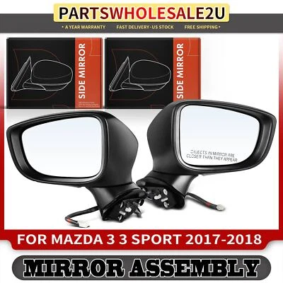2x Espejo retrovisor lateral negro para conductor y pasajero con 5 pines para Mazda 3 3 Sport 2017-2018 Foto 1 de 4