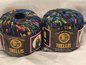 Lion Brand Trellis Ladder Yarn Rainbow # 304 New Lot of 2 - Picture 1 of 2