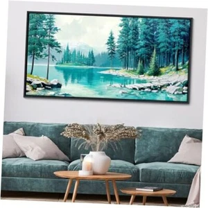 Nature Mountain Wall Art National Park 24L" x 48W" painting of a farmhouse - Picture 1 of 6