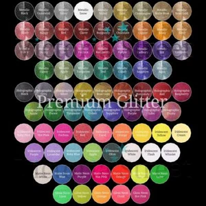 100 g glitter fine - 0,2 mm / 0,008" - gamma completa - set completo - 79 sacchetti - Foto 1 di 1