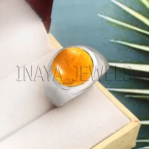 Baltic Amber Mens Gift Ring Solid 925 Sterling Silver Jewelry Handmade Boho Ring - Picture 1 of 3
