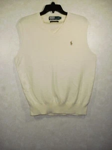 Polo By Ralph Lauren Sweater Vest Men L Light Beige Tan Pony V-Neck Sleeveless - Picture 1 of 10