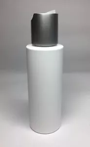 100ml Kunststoff Weißer Zylinder Flasche + Matt Silber Disc Top 20/410 Hals JEDE MENGE - Bild 1 von 3