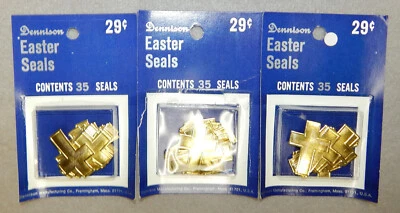 3 Packs, Dennison 35 Gummed Foil Crosses (1  1/4" x 7/8") 105 total Crosses - Image 1 of 2