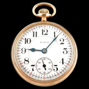 1918 Elgin 16s 21 Jewel Father Time Grade 454 Gold Filled Railroad Pocket Watch - Picture 1 of 4