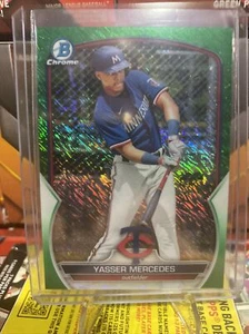 2023 Bowman 🔥Chrome Prospects Green Shimmer Refractor 🔥Yasser Mercedes🔥/99 - Picture 1 of 2