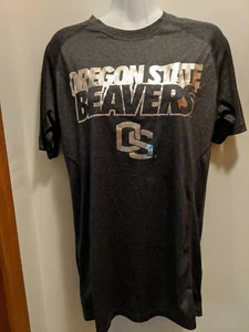 Oregon State Beavers Small Unisex Gray Athletic Fabric Shirt Silver Print New - Picture 1 of 5