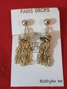 Vintage Coro Pegasus Dangle Paris Drops Clip On Earrings Signed NOS - Picture 1 of 7