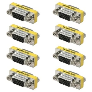 8x DB15 HD D-SUB 15 Pin VGA SVGA Female Mini Gender Changer Coupler Gold Plated - Picture 1 of 1