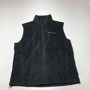 Columbia Vest Jacket Mens Size Medium Charcoal Gray Fleece Full Zip w/ Pockets - Picture 1 of 11