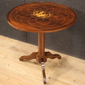 Tavolino legno intarsiato mobile inglese stile antico tavolo salotto XX secolo - Foto 1 di 12