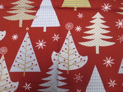 Christmas Trees - Holiday Sparkle- Remnant 3 Wilming Prints Cotton 21' X 44" - Image 1 of 4