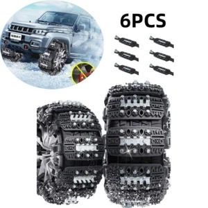 6PCS Black Snow Tire Chain for Car Truck SUV Anti-Skid Emergency Winter Driving - Picture 1 of 8