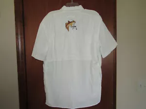 GUY HARVEY BY AFTCO MENS L EMBROIDERED MARLIN FISH CAPED VENTED BUTTON UP SHIRT - Picture 1 of 12