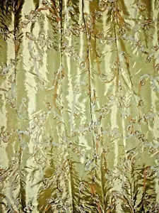 PIER 1 RIBBON EMBROIDERED GOLDEN TAUPE/TAN POLYESTER (1) SHOWER CURTAIN 72 X 72 - Picture 1 of 13