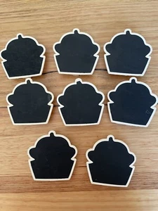 Eight Cupcake Shape Chalkboards Wooden Pegs Clips Art And Craft Decorative Memos - Picture 1 of 7