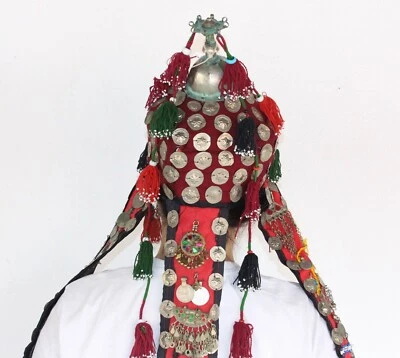 Sombreros tribales tradicionales de alpaca turcomanos afganos, sombrero vintage, sombreros boho colgantes #H3 Foto 1 de 4