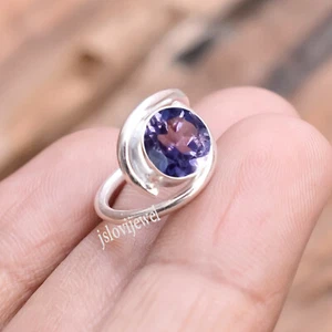 Faceted Amethyst Gemstone 925 Sterling Silver Ring Latest Collection Jewelry - Picture 1 of 6