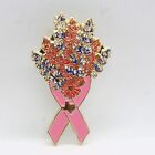 Épingle fleur bouquet rose Texas sensibilisation au cancer du sein ton or émail revers
