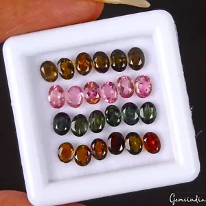 24 Pcs Natural Tourmaline 4x3mm Oval Cut Loose Untreated Gemstones Multi Color - Picture 1 of 5