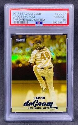2017 Topps Stadium Club JACOB DEGROM Gold Minted Refractor SP 37 Gem Mint PSA 10 - Image 1 of 2