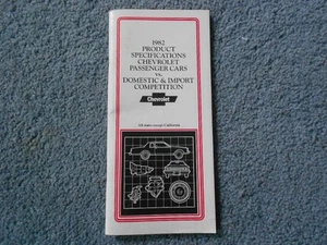 1982 CHEVROLET PRODUCT SPECIFICATIONS CAR VS DOMESTIC IMPORT COMPETITION DEALER - Picture 1 of 9
